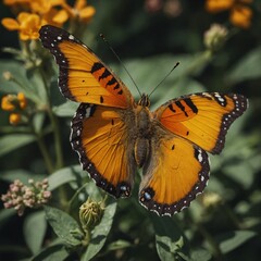 Obraz premium A summer-themed butterfly with bold yellow and orange colors.