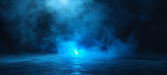 Obraz premium Blue smoke illuminated floor background.