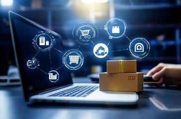 Procurement management and supply chain concept. Procurement icons related to logistics supply chain and inventory management. procurement in ensuring efficient business operations.