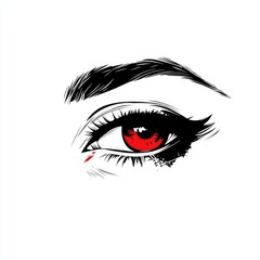 Red Eye: A Captivating Gaze in Black and White. Dramatic and Intense, this artwork explores the power of a single glance.  A bold graphic design, perfect for fashion or beauty.