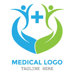 Medical sign hands care with healthy human design