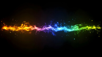 Wave lines have a dynamic, vivid range of colors and curve fluidly. Concepts of technology and digital