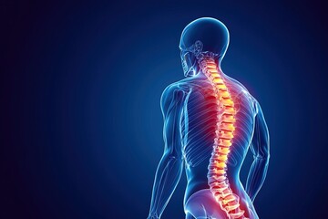 X-Ray of Back Pain with Blue Highlights and Red Glowing Areas