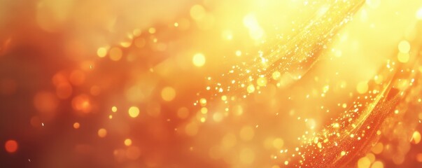 Obraz premium golden bokeh, sparkling lights, festive background, shimmering particles, holiday season, celebration, abstract glow