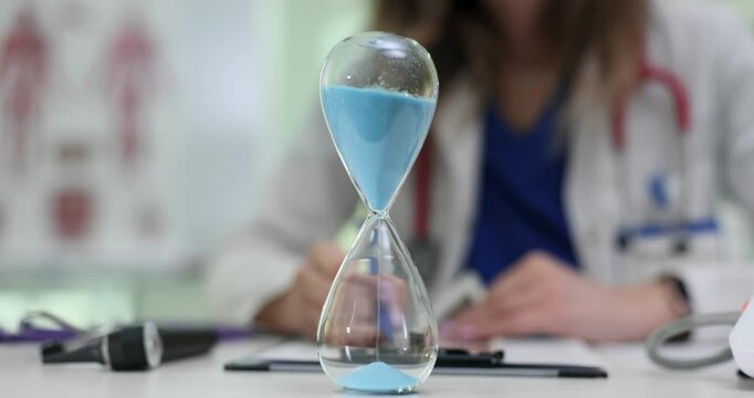 An hourglass effectively symbolizes the very crucial concept of time in both medical practice and in health management