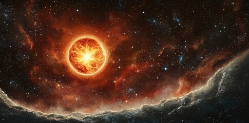 Obraz premium Exploding Star in a Cosmic Nebula Displaying Stellar Energy