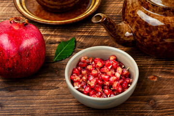 Tea with fresh pomegranate.