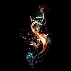 Glowing Abstract Floral Design With Twinkling Lights