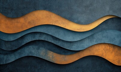 Grainy blue orange black background, abstract color gradient wave shape noise texture poster header banner wallpaper cover design