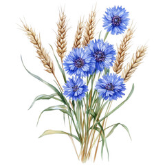 Naklejka premium Cornflower Clipart Vector Illustration