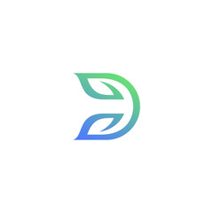Letter D Leaf Logo Design. Nature Icon