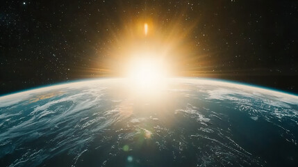 Obraz premium Earthrise sunrise space background cosmos planet