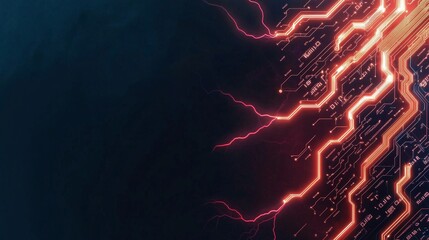 Fototapeta premium A vibrant abstract image featuring orange lightning-like patterns against a dark background, conveying energy and movement.