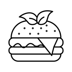 vegan burger line icon