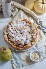 sweet home made Pear crumble cake 