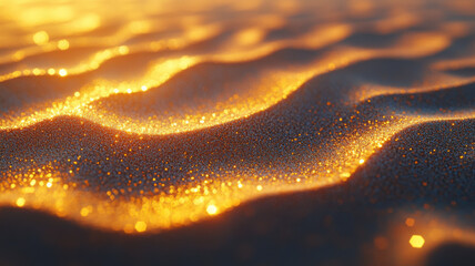 Masterful photography of intricate desert sand patterns with wind-cut ripples, morning light...