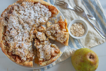 sweet home made Pear crumble cake 