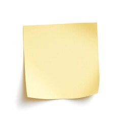 Blank Yellow Sticky Note Against White Background