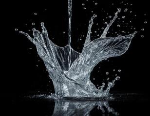 Water Splash Crown High-Speed Photography Black Background