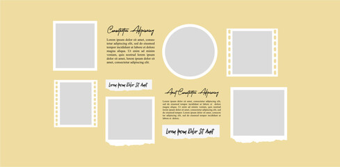 Pictures or photos frame collage. comics page grid layout abstract photo frames and digital photo wall template