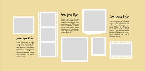Pictures or photos frame collage. comics page grid layout abstract photo frames and digital photo wall template