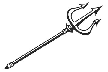 Adobe IllusBlack trident silhouette, mythological weapon, sharp points, symmetrical design, minimalist icon, ancient symbol, Neptune's spear, dark contrast, vector graphic, simple shape,trator Artwork