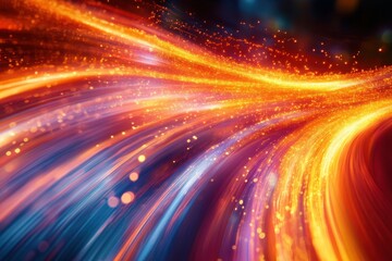 Obraz premium Vibrant Abstract Light Trails Creating Dynamic Motion and Energy in a Futuristic Digital Background