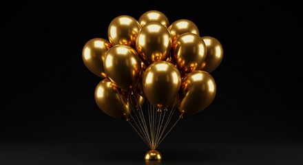 Luxury Gold Balloons Party Celebration Festive Decor Shiny Glossy Elegance
