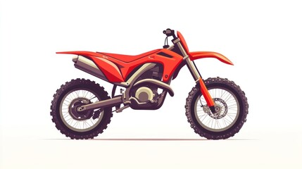 Obraz premium Red dirt bike, motocross, off-road motorcycle isolated on white background.