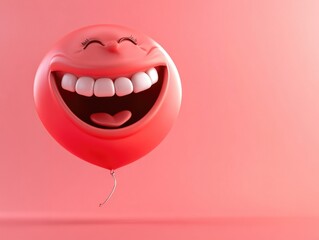 Naklejka premium Red balloon with laughing emoji face and joyful expression