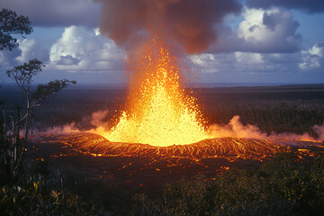 Fototapeta premium Volcanic Eruption at Sunset