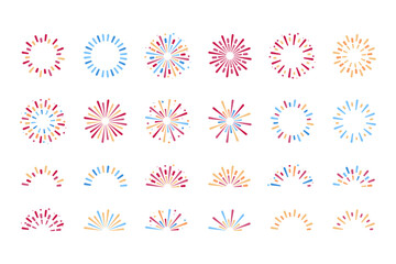 Colorful Fireworks Burst. Vector Icons Set