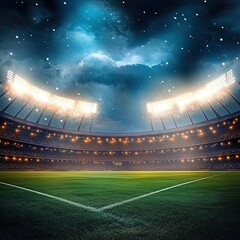 Cricket template for social media posts. Cricket background with stadium lights, gallery and field. Amazing readymade background for sports social media posts Generative AI