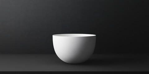 White Bowl Against Dark Background Minimalist Still Life
