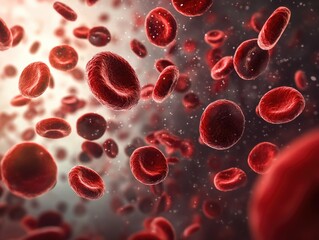 Red blood cells flowing through a microscope lens
