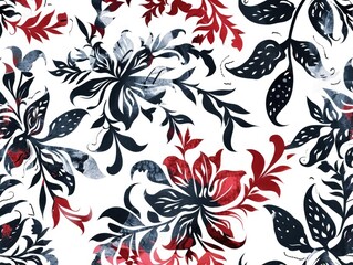 Fototapeta premium A patterned cloth with a floral design in black and white, suitable for various applications such as wallpaper or textiles.