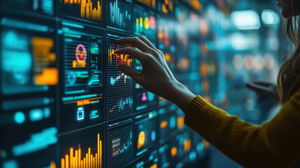 Creative Marketing Team Analyzing Data and Designing Campaigns in Modern Office Setting with Colorful Tools and Visuals