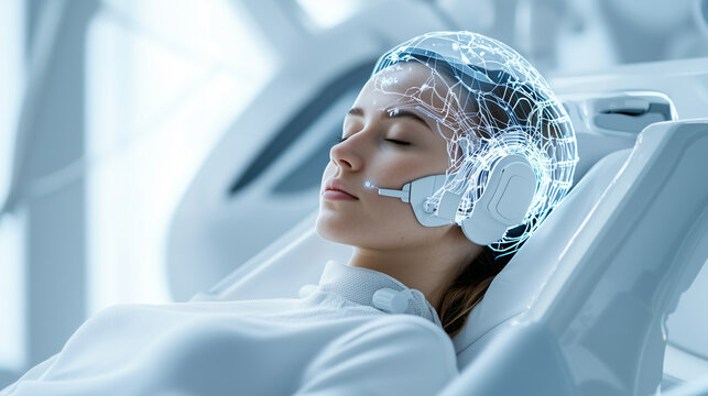 Futuristic Neurolink Device Integrated into Patient's Head