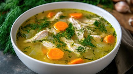 Warm, comforting soup with tender chicken, vibrant carrots, and