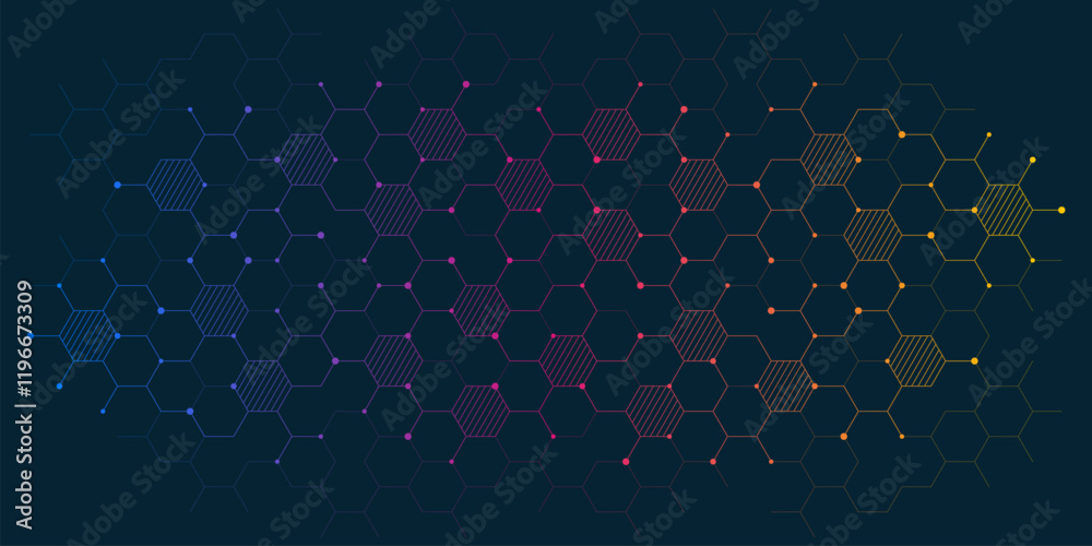 Poster Abstract design element with geometric background of hexagons shape pattern