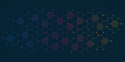 Abstract design element with geometric background of hexagons shape pattern