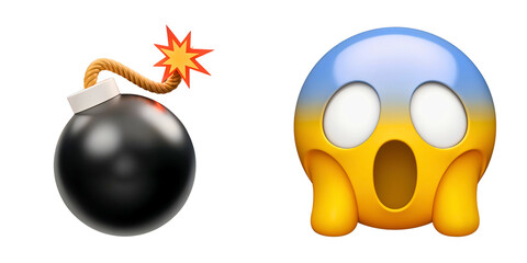 Explosive emoji symbols representing danger and surprise