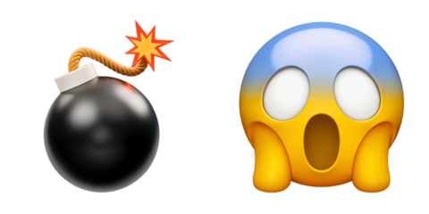 Explosive emoji symbols representing danger and surprise