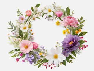 Fototapeta premium Watercolor floral bouquet Flower Square Frame Bundle And Modern Romantic wedding invitation card flowers frame illustration Design 