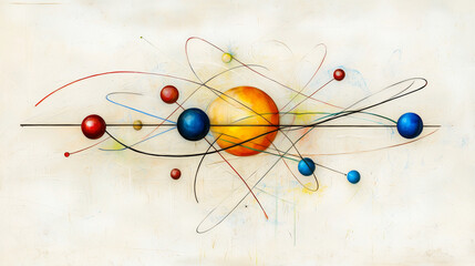 Atom Structure Illustration with Electrons and Nucleus