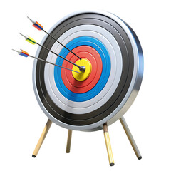 Colorful Archery Target Bullseye Arrows Success Goal 3d aim red blue sport rings stand 