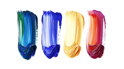 Fototapeta premium Set of Vibrant Watercolor Brush Strokes in Rainbow Colors on a transparent and white background