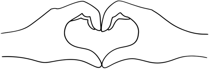 Obraz premium Simple Elegant Hands Forming Heart Shape Romantic Love Design Minimalist Black White Graphic Illustration Perfect for Valentines Day Cards Wedding Invitations Romantic Projects Artwork Elegant 