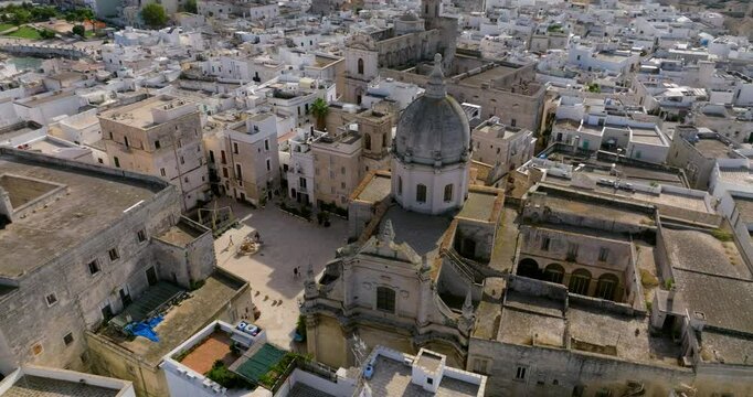 Old Town Of Monopoli In Puglia, Italy - Aerial Drone Shot
