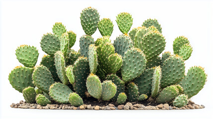 Prickly Pear Cactus Cluster: A vibrant cluster of prickly pear cacti, showcasing their distinctive pads and small spines, thrives in a natural setting. 